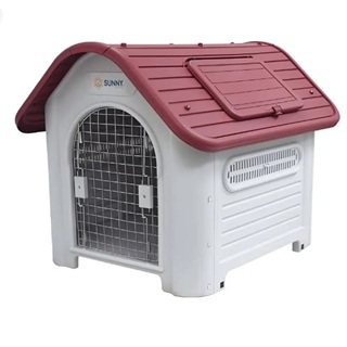 CASA PARA PERRO SUNNY SDH507 CON PUERTA METALICA COLOR GRIS CON ROJO - Pet Lovers MTY