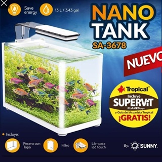 ACUARIO NANO TANK SUNNY 13 LITROS SA3678 COLOR BLANCO - Pet Lovers MTY